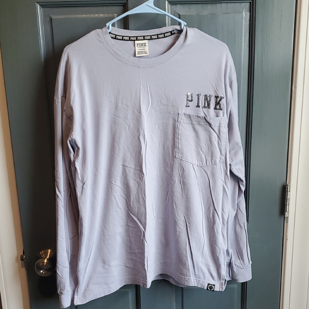 PINK Victoria's Secret Men's Light Purple Long Sleeve Tee